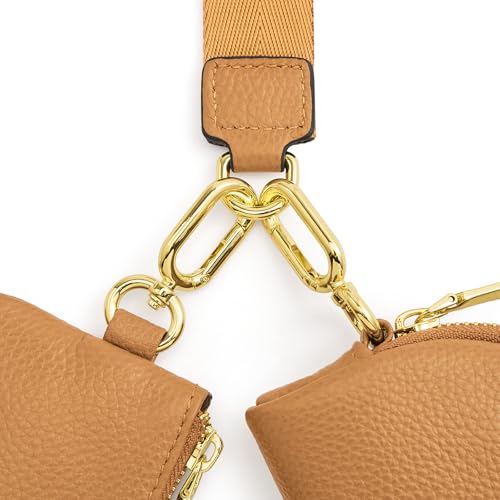 Image of Kattee Mini Leather Wristlet Wallets for Women, RFID Blocking Wallet Women, Dual Pouch Keychain Coin Purse Change Pouch