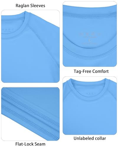 Image of Boys UPF 50+ Rash Guard Swim Shirt, Kids Youth Long Sleeve Sun Protection UV Rashguard Shirts for Water Surfing Beach