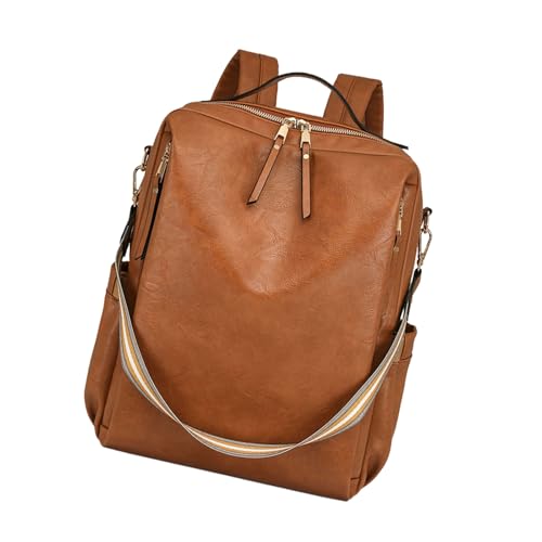 Sac à dos vintage grand volume pour femme active marron jaunâtre