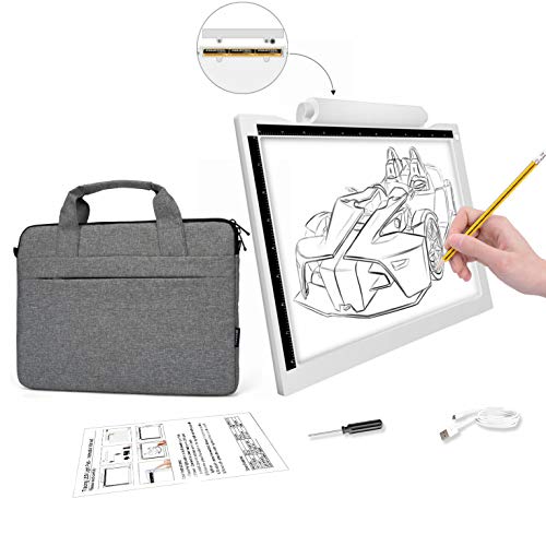 A4 Light Box for Tracing Portable Battery Power Cable 5600 Lux Dimmable Brightness