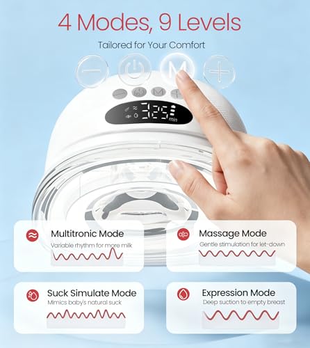 Image of NCVI Breast Pump Hands Free, Wearable Breastfeeding Pump with Strong Suction, 1400mAh Long Battery, 4 Modes & 9 Levels, Discreet Ultra-Quiet Portable Wireless Pump, 19 /21 /24mm Flange Inserts, 2 Pack