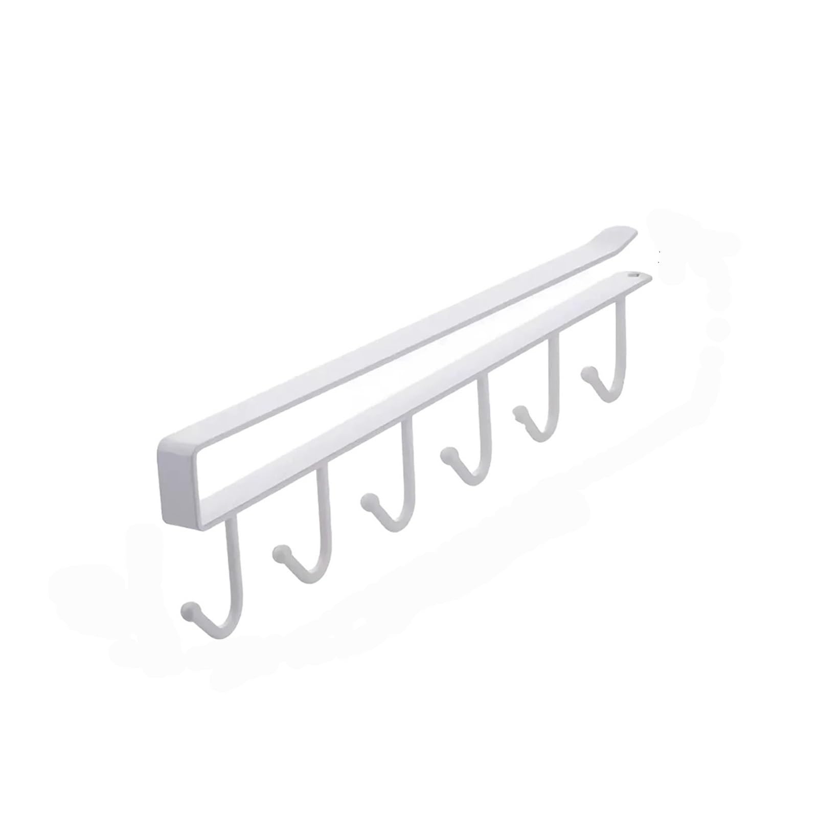 YCENJEPSAZ 1pc Wrought Iron 6 Hooks Kitchen Bathroom Bedroom Hanging Rack Multifunctional Can Be Hung Vertically Or Horizontally(White)