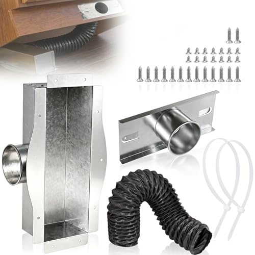 Under Cabinet 4 Toe Kick Vent Ducting Kit Fits 4 Inch Cabinet Cavity 4x10/4x12 & 6 Round Floor Vents Redirects Airflow Improves Ventilation and HVAC Efficiency for Kitchen & Bathroom