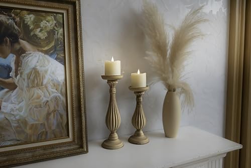 Image of Flameless LED Pillar Candles Flickering with Remote Timer, Battery Operated LED Candles Up to 400 Hours, 3D Moving Flame Real Wax Candles. (Ivory-1pack-3x3)