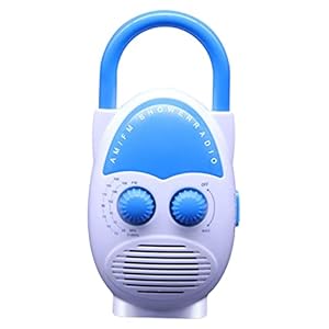 Shiwaki Compacte douche AM FM-knop Luidspreker Bovenste handgreep voor thuisgarage Verstelbaar volume Batterijgevoed IPX4 Waterbestendig Stijlvol – blauw