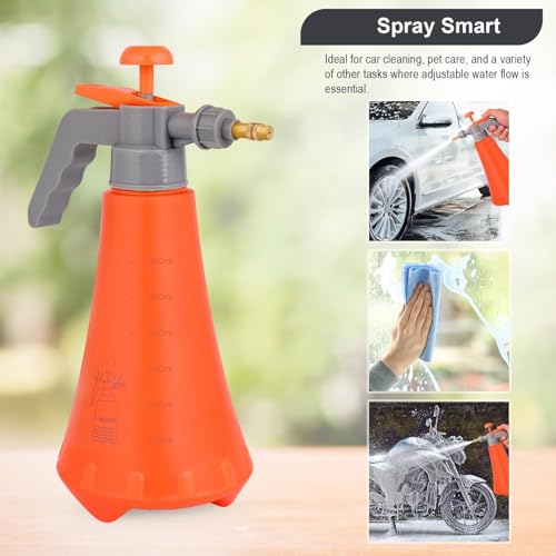 Image of MeeTo 1 Liter Handheld Pressure Water Sprayer Bottle with Trigger Pump, Durable Brass Nozzle, Multipurpose Manual Sprinkler for Gardening, Cleaning, Household Use, Multi Color (PC 1)
