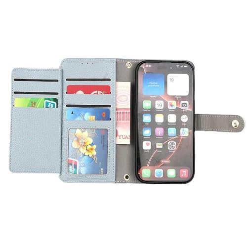Étui portefeuille zippé iPhone 14 anti-chute avec dragonne de sécurité