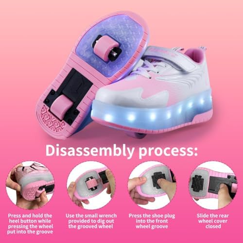 Yogeeft Kids Wheel Shoes with Retractable Wheels, USB Rechargeable LED Light-Up Skate Shoes for Boys Girls Birthday Gift - 3