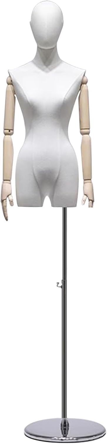 CONGRUI Female Mannequin Torso Height Adjustable Body Metal Stand Manikin Detachable Store Display(Black)