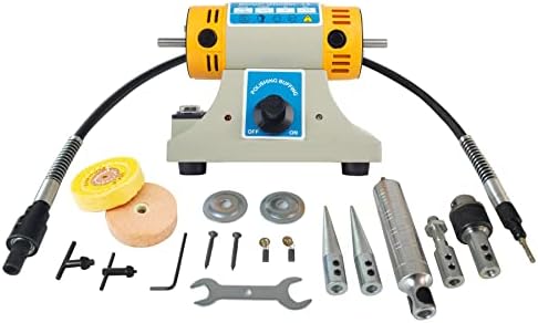 Rebrisbol Jewelry Buffer Polisher Bench Buffer Polisher with Accessories Multi-Function Electric Lathe Grinder for DIY Jewelry, Wood, Dental, Amber, Metal, Jade