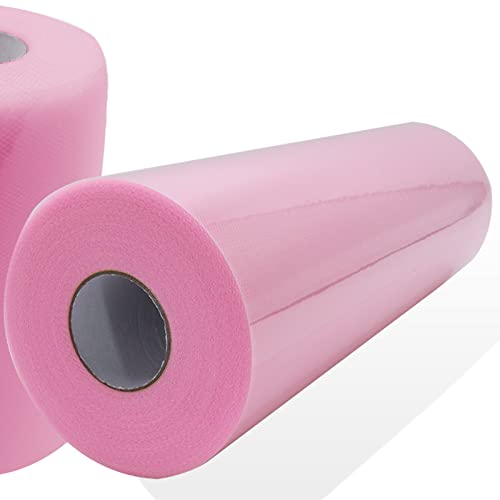 Leeyunbee Rollos de Tul 30 cm x 91 m, Rollo Tela de Tul, Carrete de Tulle, Bobina de Tul para Decoración de Mesa Boda Fiesta Navidad Cumpleaños Envolver Regalos Lazos Sillas Tutú Falda (Rosa)