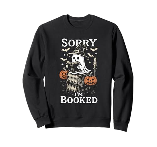 Spooky Ghost Book Lover Halloween Reading Pun Design Sweatshirt