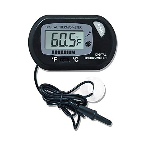 amropi Aquarium Thermometers, 1 Pack Digital LCD Water Thermometer for Fish Tank Aquarium Marine Reptile Habitat Temperature, Black Cover