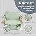 Monkey & Mouse Baby Swing, Pale Green Indoor Outdoor Portable Hanging Chair - Infant & Toddler Kids 6 Months - 4 Years, Cotton Canvas & Beech Wood Frame, Sensory Hammock Boy & Girl Seat w/Wooden Toys