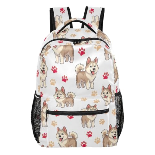 Sac à dos d'école blanc à empreintes de pattes pour enfants et adolescents de taille S
