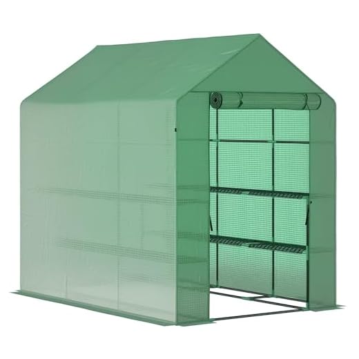 Zelsius Abdeckhaube für Folien Gewächshaus, Ersatzfolie Anzuchthaus, 195 x 143 x 143 cm, Cover für Folienhaus, Treibhaus, Tomatenhaus Gitterfolie 11 Outsunny Foliengewächshaus begehbares Gewächshaus mit 8 Regalebenen Tomatengewächshaus Treibhaus Frühbeet mit Tür Grün Stahl PE-Kunststoff 214 x 143 x 195 cm