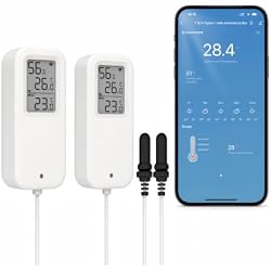 DAYTECH WiFi Freezer Thermometer Alarm, No Hub Required, App Alerts, 1 Pack | Fridge Temperature Monitor, -40°F to 248°F Probe Range, Indoor Temp and Humidity, Deep Freezer Monitoring