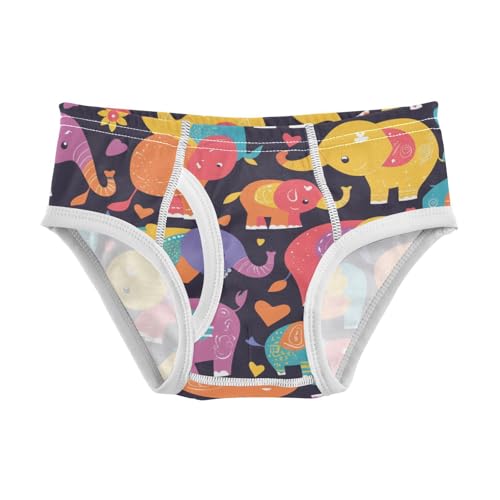 KLL Colorful Elephant Cartoon Toddler Boy Cotton Boxer Briefs Cute Children Undies