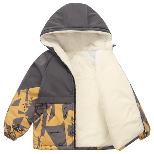 Kids Winter Coats Boys Puffer Jackets With Hood Fleeced Lining Warm Snow Clothes