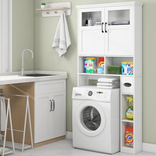 Vabches Over The Toilet Storage Cabinet with Doors & Paper Holder, White by Vabches - Used condition - Image 3