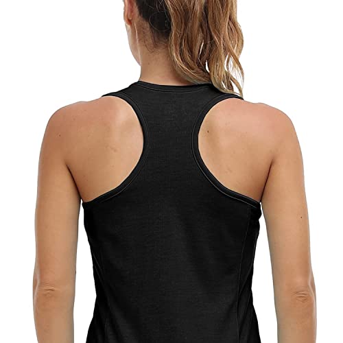 Foto von MoFiz Tank Top Damen Sport Tops für Fitness Atmungsaktiv Tanktops mit Reißverschluss Schwarz XS