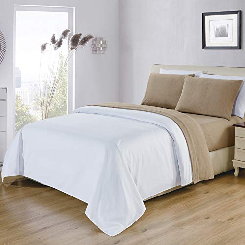 image for Viviland Plush Micro Fleece Bed Sheet Set, Extra Warm Polar Fleece 4 P