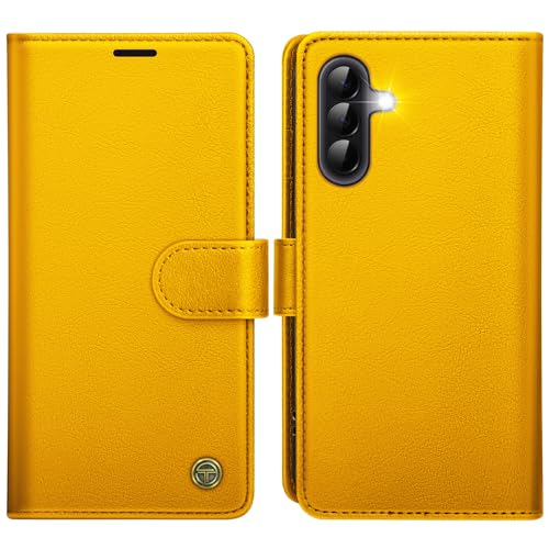 Étui Samsung A37 5G avec béquille support vidéo coque cuir orange rabat pour visionnage