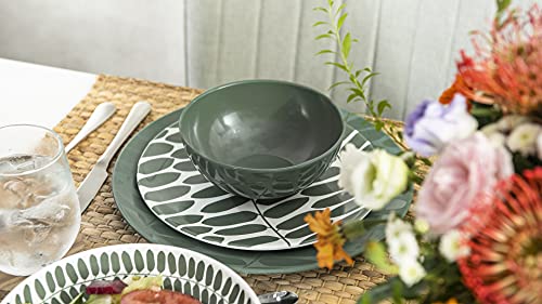 Bzyoo Bpa-Free Dishwasher Safe 100% Melamine Plastic Plate & Bowl Set Casual Dining Indoor And Outdoor Dining Party Camping Rv (12 Pcs Dinnerware Set, Service For 4, Leaf Green -Velvet Pine) #TOP4