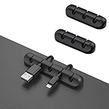 3-Pack Cable Clips,Cord Organizer,Wire Cord Holder for USB Charging Cable,Mouse Cable,Power Cord,Silicone Cable Holder Clips Fit Home,Office,Cubicle,Car,Desk Accessories