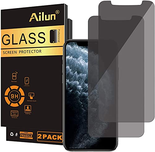 Ailun Privacy Screen Protector for iPhone 11 Pro Max/iPhone Xs Max [6.5 Inch] 2Pack Anti Spy Private Case Friendly Tempered Glass by Ailun - Used condition - US$6.54