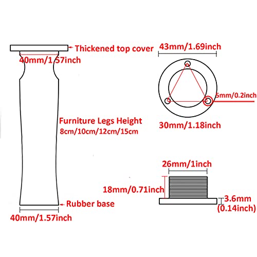 Conjunto de 4 pernas de móveis de metal estilo europeu - Pernas de sofá de liga de alumínio, pernas