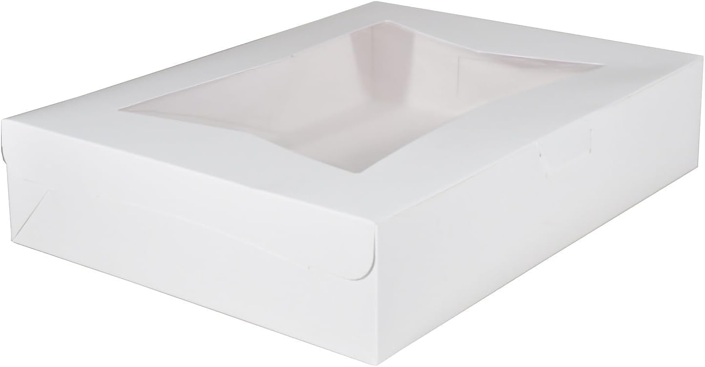 Southern Champion Tray 23133 White Paperboard Window Bakery Box, 19" Length x 14" Width x 4" Height (Case of 50)