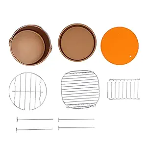 Pizza Pan, Silicone Material Cake Pan Stainless Steel Easy to Clean for All Standard Air Fryer for 4.8 6.3QT