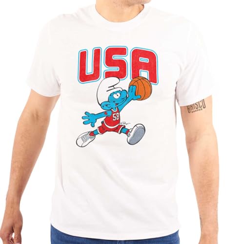 The Smurfs Basketball Player Team USA Mens Graphic T Shirt Tees White