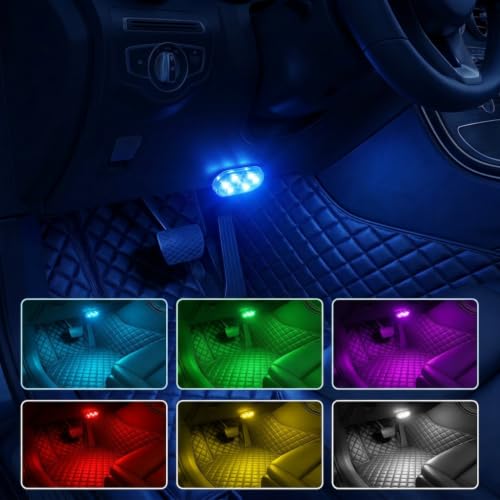 4pcs RGB Led Interieur Voiture avec Télécommande, 7 Couleurs Lumières LED – vue 2