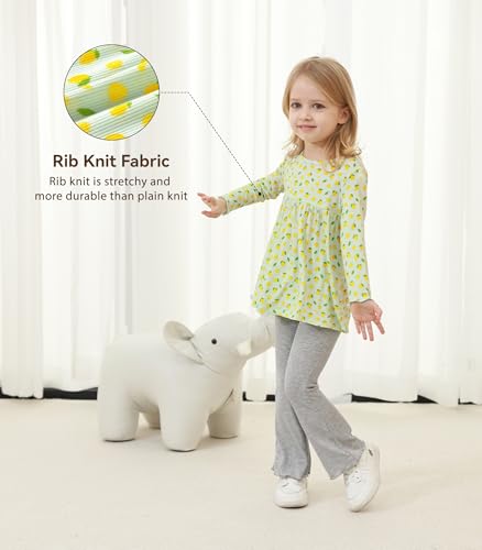 Image of Toddler Girls' Clothes-Viscose from Bamboo, Long Sleeve Ruffle Top with Pant Sets for Kids 2Pcs Fall Outfits 2T-6Y