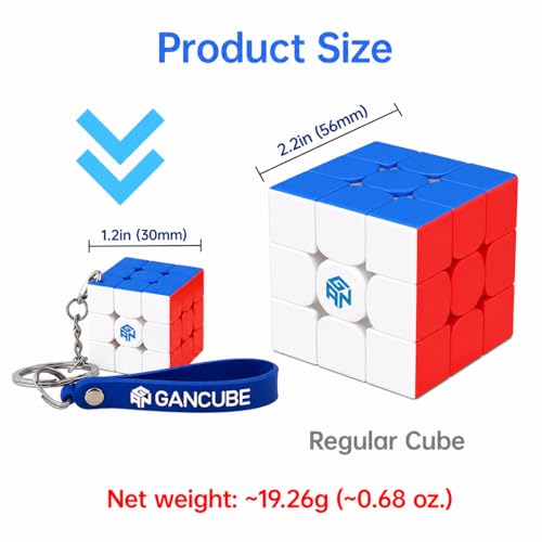 Image of CuberShop GAN 330 Mini 3x3 Keychain Speed Cube, Pocket Size Tiny Puzzle Cube, Smooth Turning Tiny Cube with Strap & Keyring, Portable Brain Teaser (Stickerless)