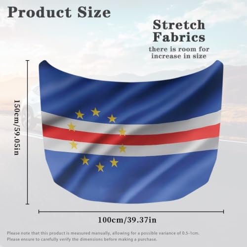 Image of Car Hood Cover Cape Verde Flag Print Car Hood Protector Waterproof Universal Automotive Exterior Accessories Patriotic Decorations for Compact Vehicles Sedans Trucks SUVs for Sports Events