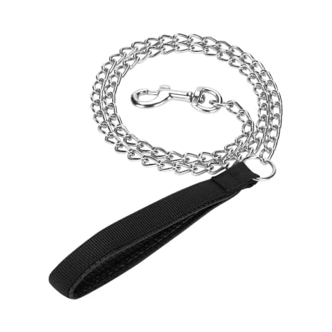 SGODA Metal Chain Heavy Duty Dog Leash, Chew Proof Dog Leash with Soft Handle for Large Size Pets Walking(4 ft. x 3.5 mm Black) Cover