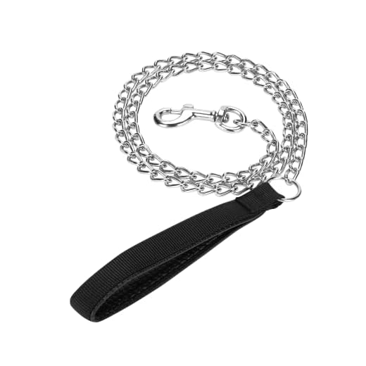 SGODA Metal Chain Heavy Duty Dog Leash, 4 ft x 3.0 mm Black