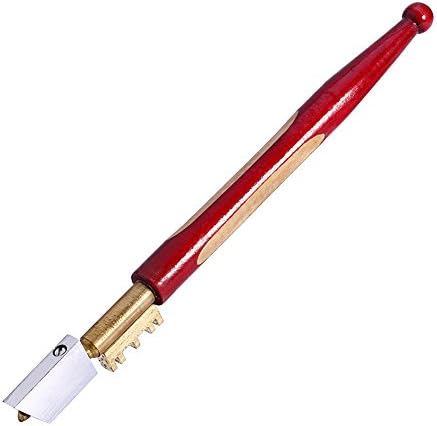 Diamond Glass Cutter Professional Tool with Wooden Handle for Cutting Thick Glass 2mm to 25mm Tiles Brass Breaking Teeth