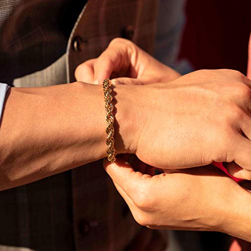 LIFETIME JEWELRY 7mm Rope Chain Bracelet for Men and Women 24K Real Gold Plated2