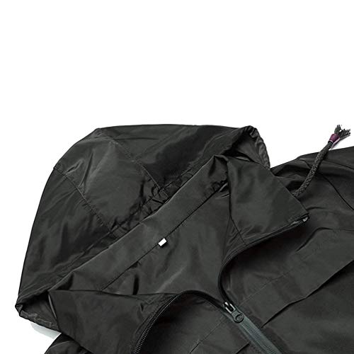 Casaco de chuva feminino com capuz impermeável e corta-vento leve para proteção do corpo ao ar livre