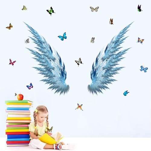 Vinilo Decorativo Alas de Ángel Azul y Mariposas miniatura 5