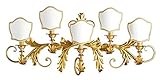 Höhe: 38 cm Casa Padrino Luxus Barock Wandleuchte Gold/Weiß 86 x 20 x H. 38 cm - Handgefertigte Metall Wandlampe mit Lampenschirmen - Barock Wandleuchten