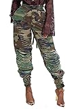 Women Camo Cargo Pants Camouflage Army Fatigue High Waisted Jogger Sweatpants Plus Size