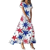 Photo Gallery lokaxxzu outfit del 4 luglio per donne bandiera americana abito patriottico a maniche corte maxi abiti estivi 2025 vacanza Photo Gallery lokaxxzu outfit del 4 luglio per donne bandiera americana abito patriottico a maniche corte maxi abiti estivi 2025 vacanza