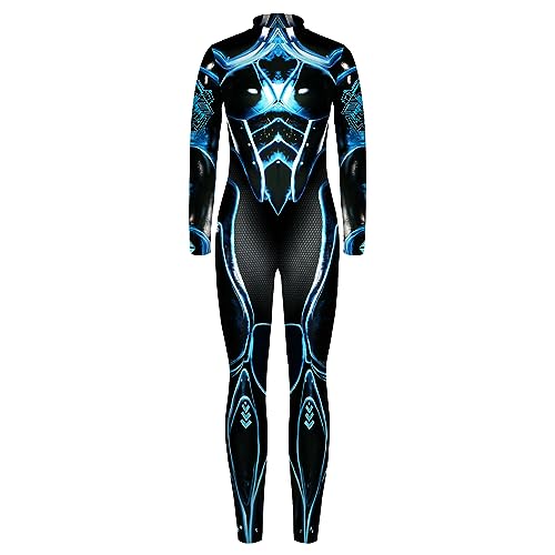 Remimi Skeleton Robot Bodysuit Halloween Mechanic Skin Onesie Zipper Skull Bone Bodysuit Outfits 13-14 Years