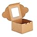 Juvale Cookie Boxes with Window - 50 Pack, 4 x 4 x 2.5 in Brown Cardboard - Pastry Containers & Cupcake Box for Baked Goods Packaging - Mini Treat Holders