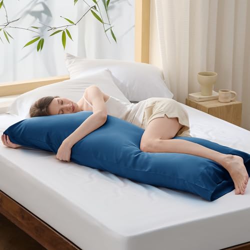 Bedsure Body Pillow Cover - Teal Long Cooling Pillow Cases, 100% Rayon Derived from Bamboo, Cool Body Pillowcase with Envelope Closure for Women, Men, 1 Pack, 20x54 Inches